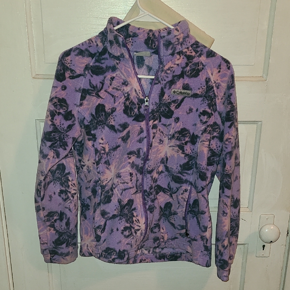 Columbia Lavender and Black Patterned Fleece Jacket